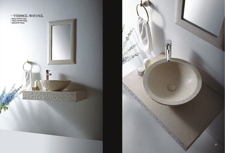 VHS90GL-W4515GL Marble Wall Hung Basin with a Vanity