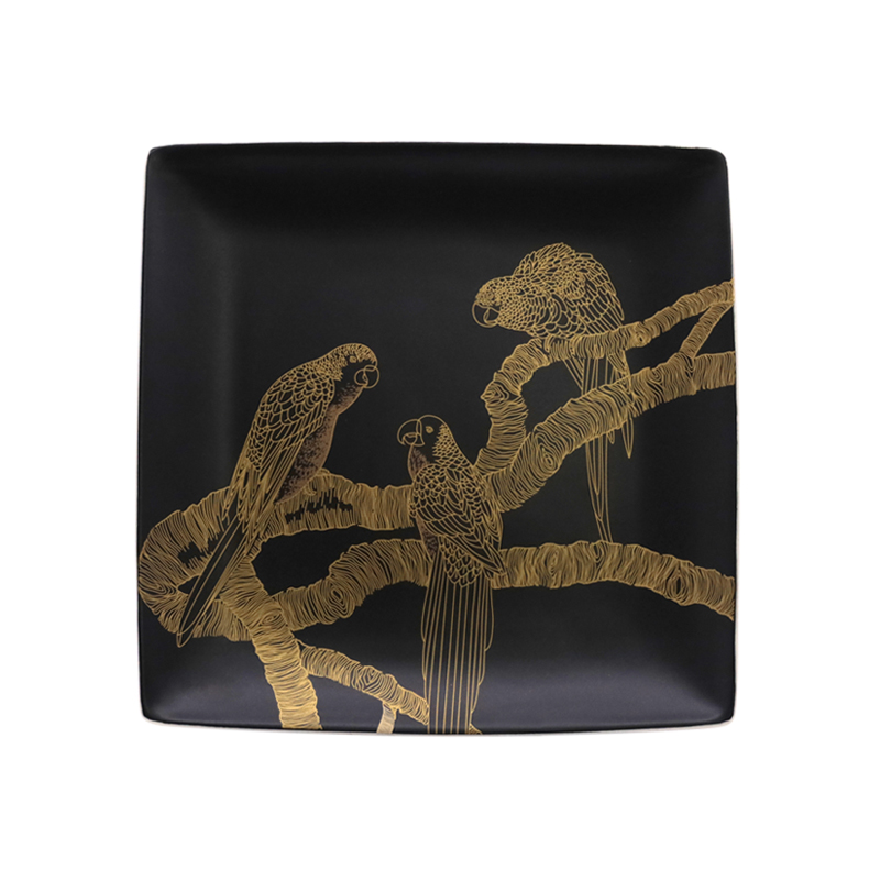 ZH-1950 black stoneware 7.5"dinner plate with gold design