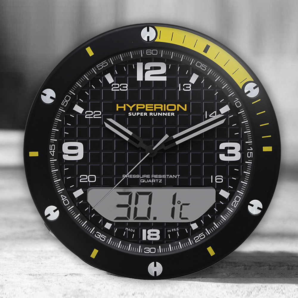 Metal watch wall clock with LCD display