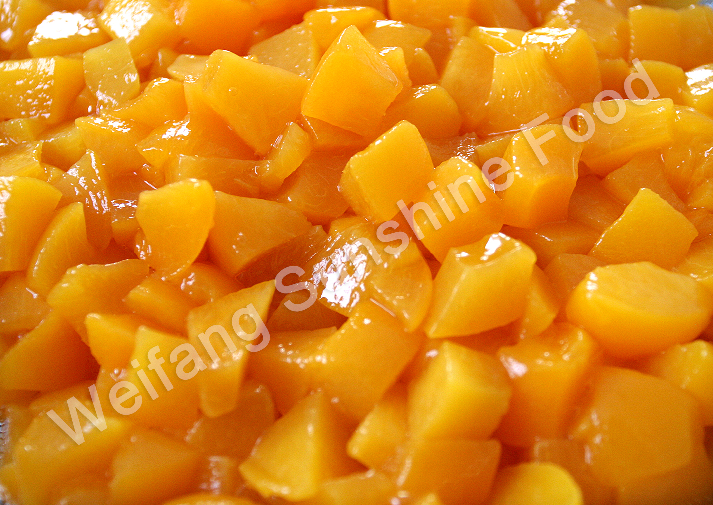 Canned Yellow Peach Dices In Light Syrup 3kg