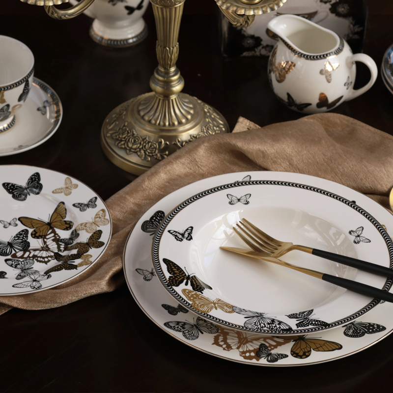 ZH1926 luxury butterfly gold design colllection 20pc dinner set