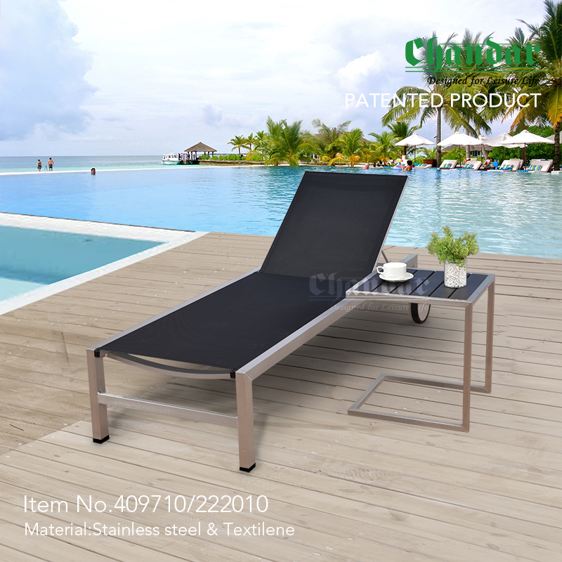 Outdoor furniture Lounger Garden set Garden Furniture Aluminium Lounger in Textilene Plywood Side Table Mesh Fabric Chair