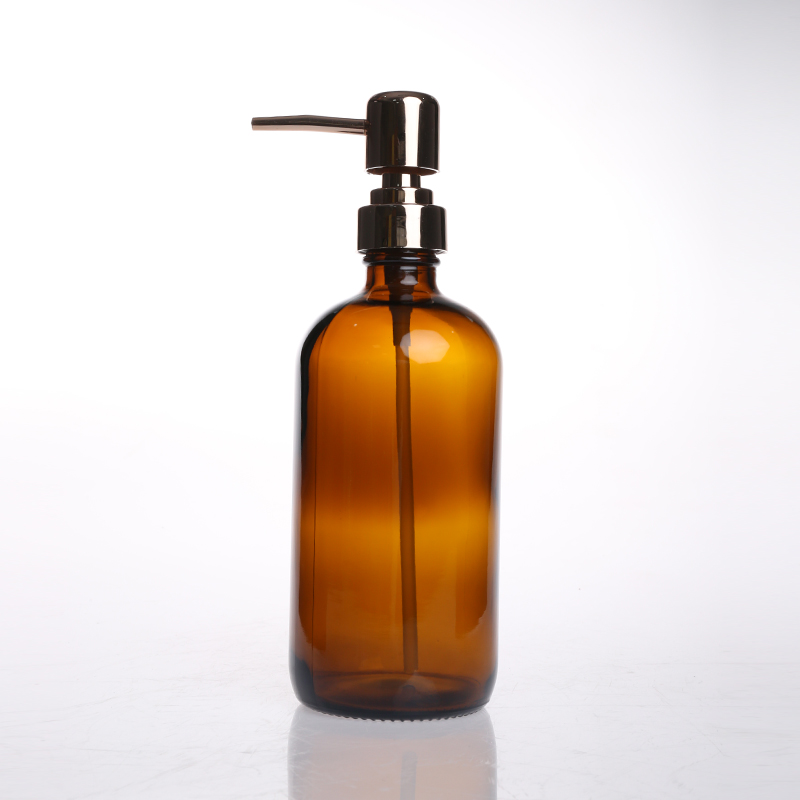 brown glass hand sanitizer bottle