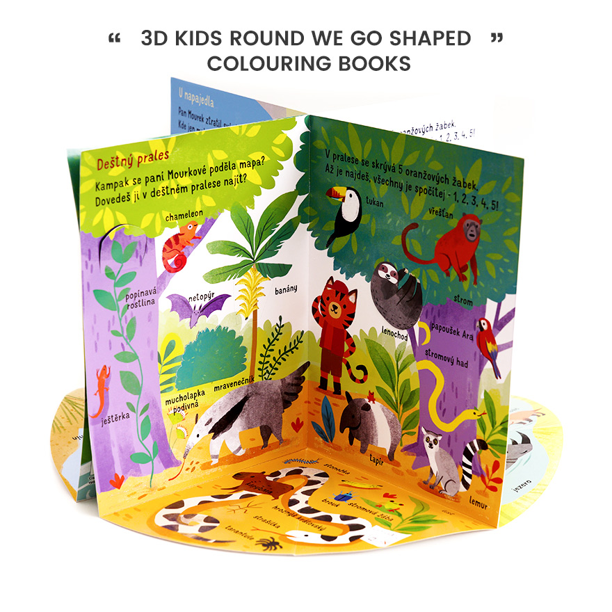 3D kids round we go shaped colouring books