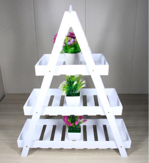 Wholesale Wooden ladder Flower stand plant rack out door wood plant shelf