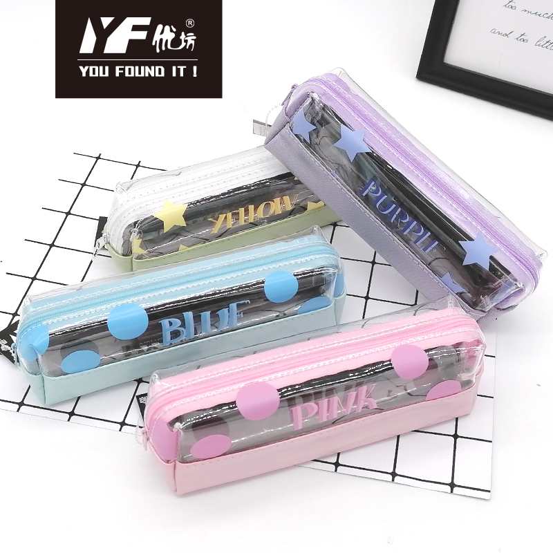 Custom fashion color style plastic pencil case for school girls
