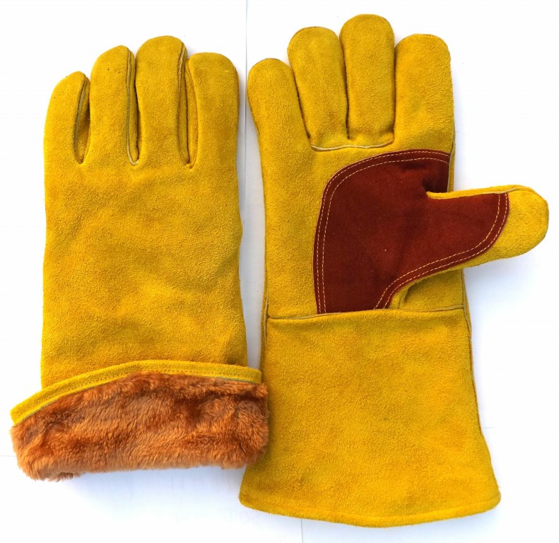 Cow split leather welding gloves
