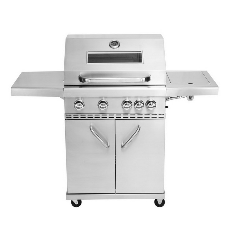 2020 Komenjoy Home &Garden Backyard Patio Stainless Steel 4 Burner And Side Burner PropaneGas BBQ Grill