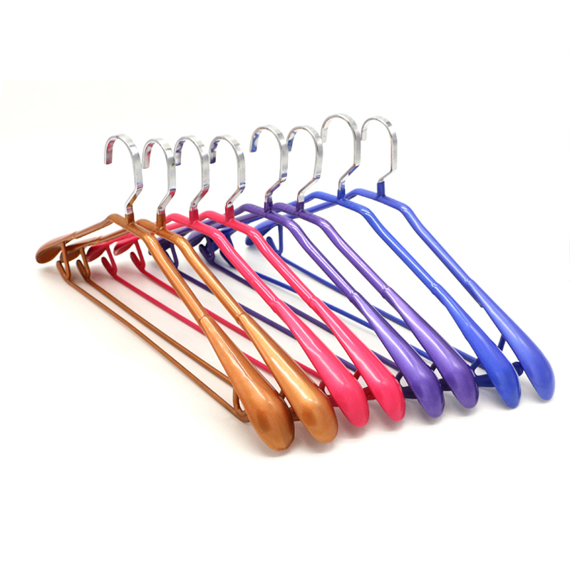 Hot selling PVC metal coat hanger with wide shoulders