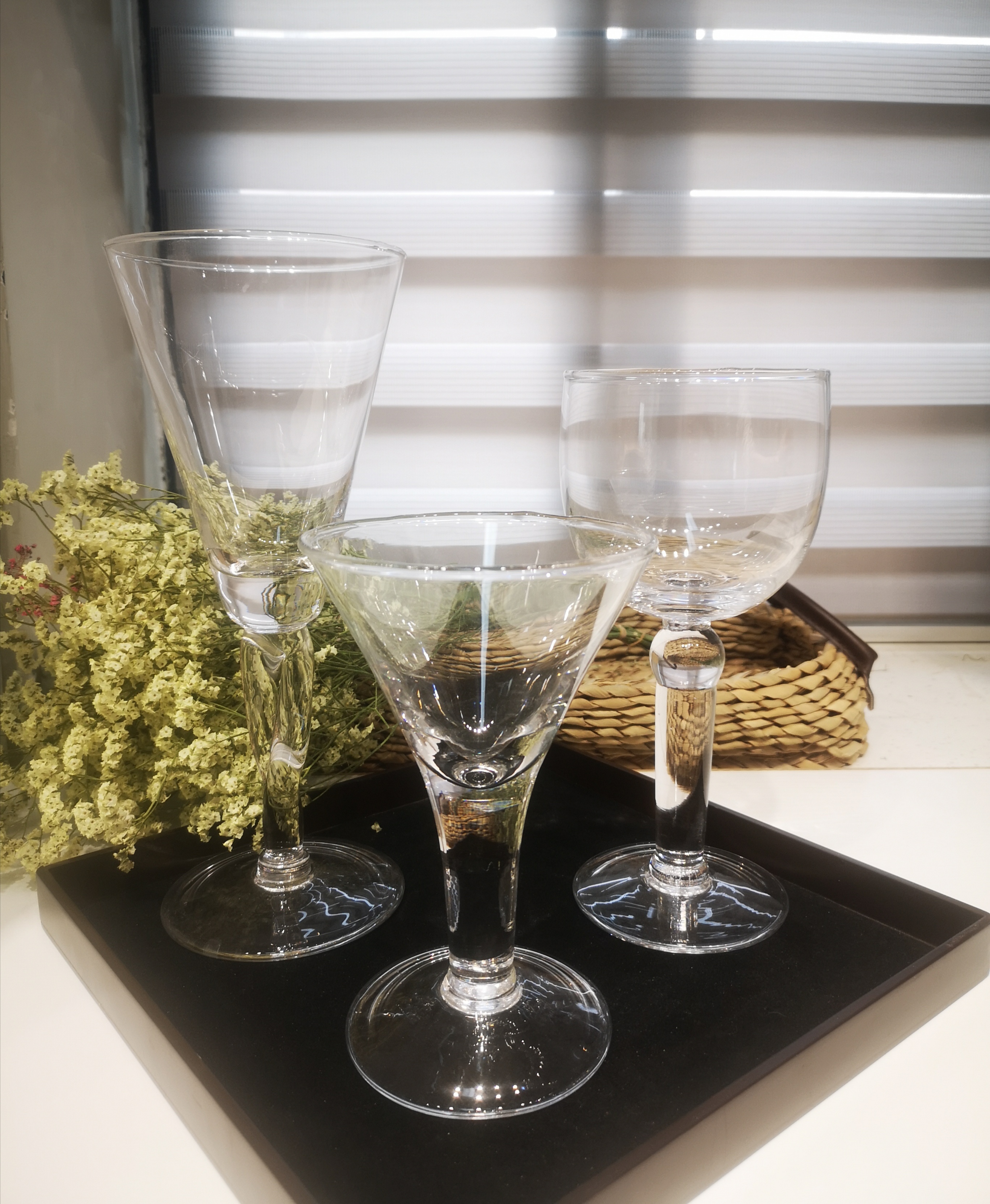 huge drinking glass with thick stem