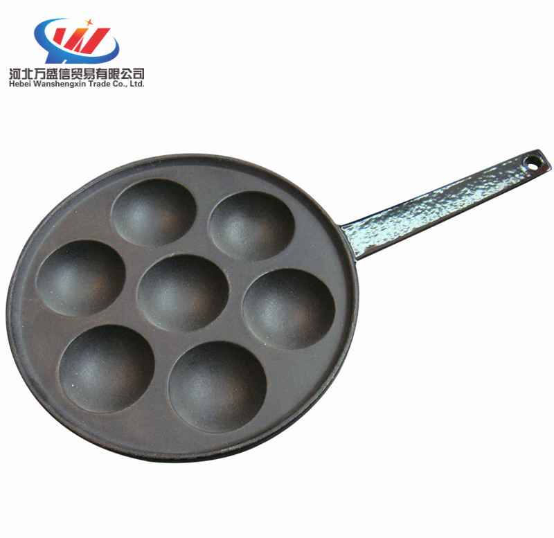 20cm Seven Holes Cast Iron Oil Finish Fry Pan