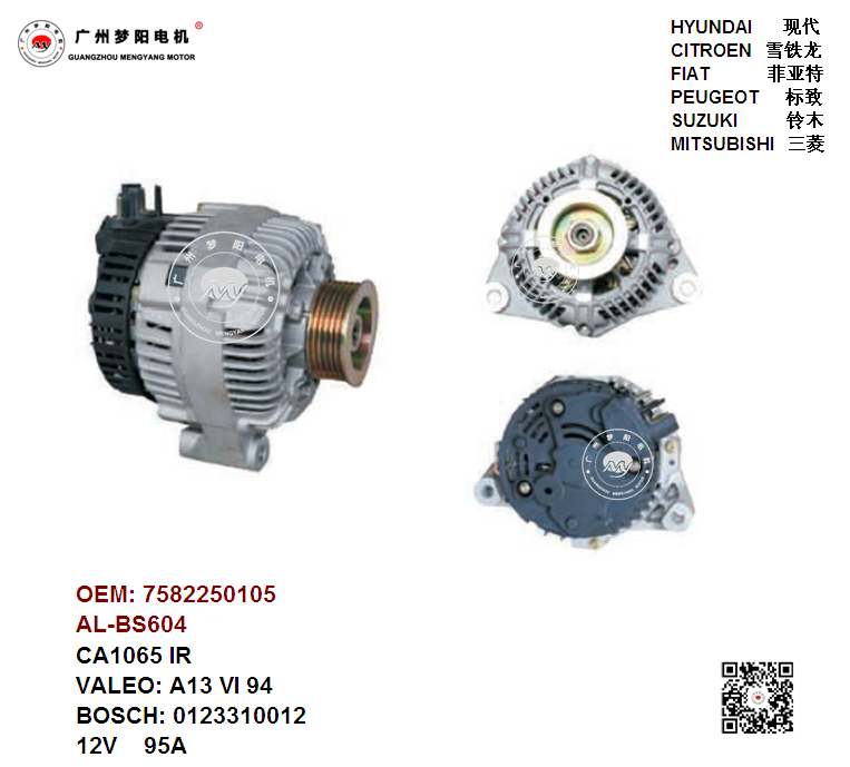 ALTERNATOR、VALEO、MITSUBISHI、HYUNDAI、CITROEN、BOSCH、Suzuki、7582250105、21925N、944390402110、944390393000、943356577010、943356576010、943346223010、NA479、A13VI95、A13VI94、A13VI261、2542358A、2542254A、2541759B、2541758B、A2TA2094C、A2TA2094D、