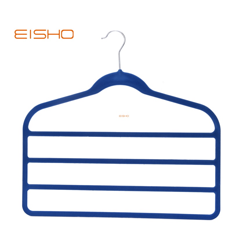 plastic hanger with velvet coating-for trousers with four bars