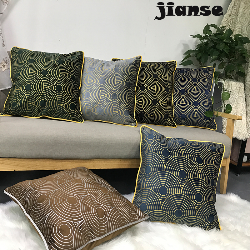 CUSHION K5002 Good Design Lovely Princess Northern European Gold Printing Piping Vlevet Cushion Cover Decorative Pillow Case