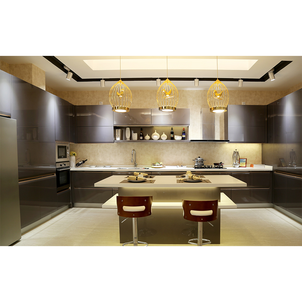 Customized Middle density fiber board/MDF High glossy Metallic Lacquer Kitchen Cabinet