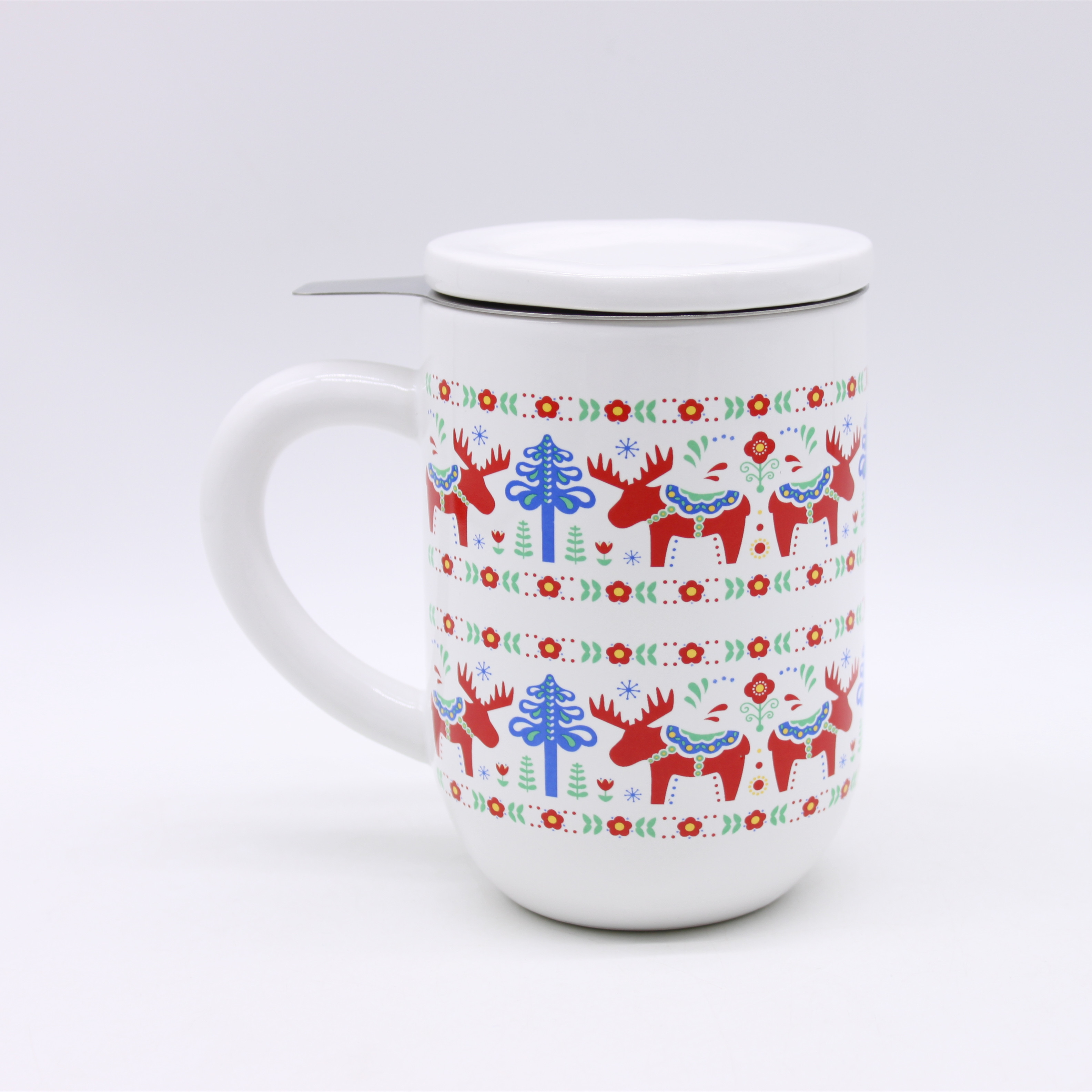 Ceramic Collectible Tea Mug, Full Decal Chirstmas Collectible Tea Mug with Infuser