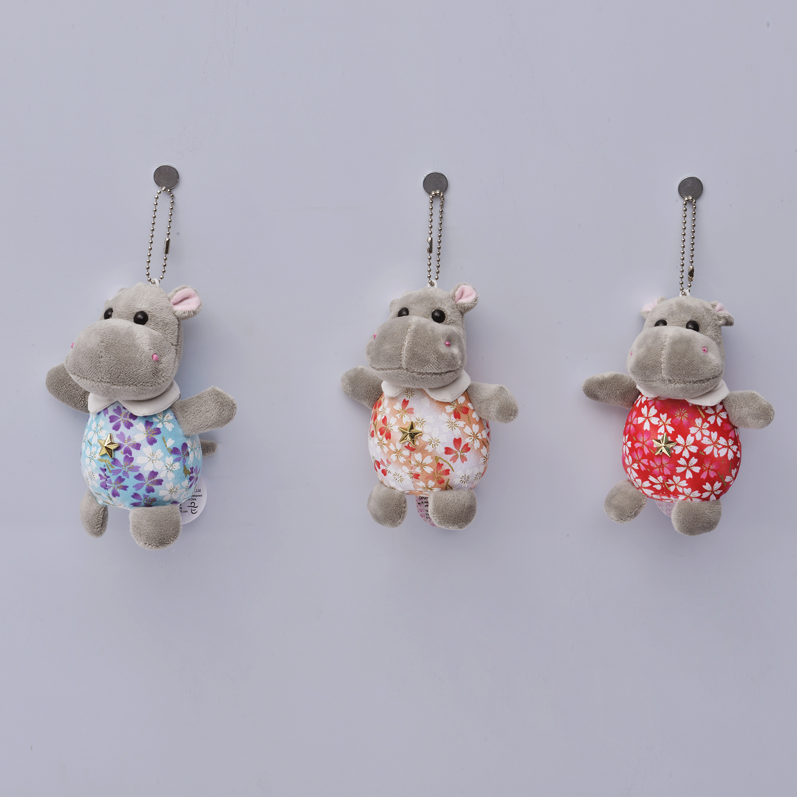 New small soft plush hippo with ballchains