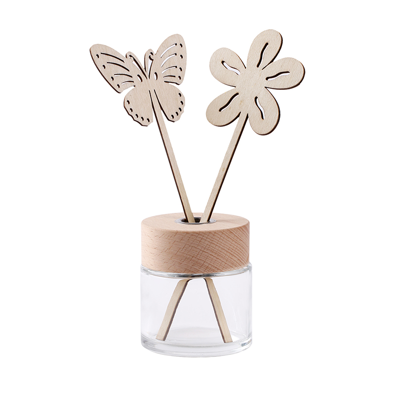 100ml round shape empty crystal aroma perfume reed diffuser glass bottle with wooden cap