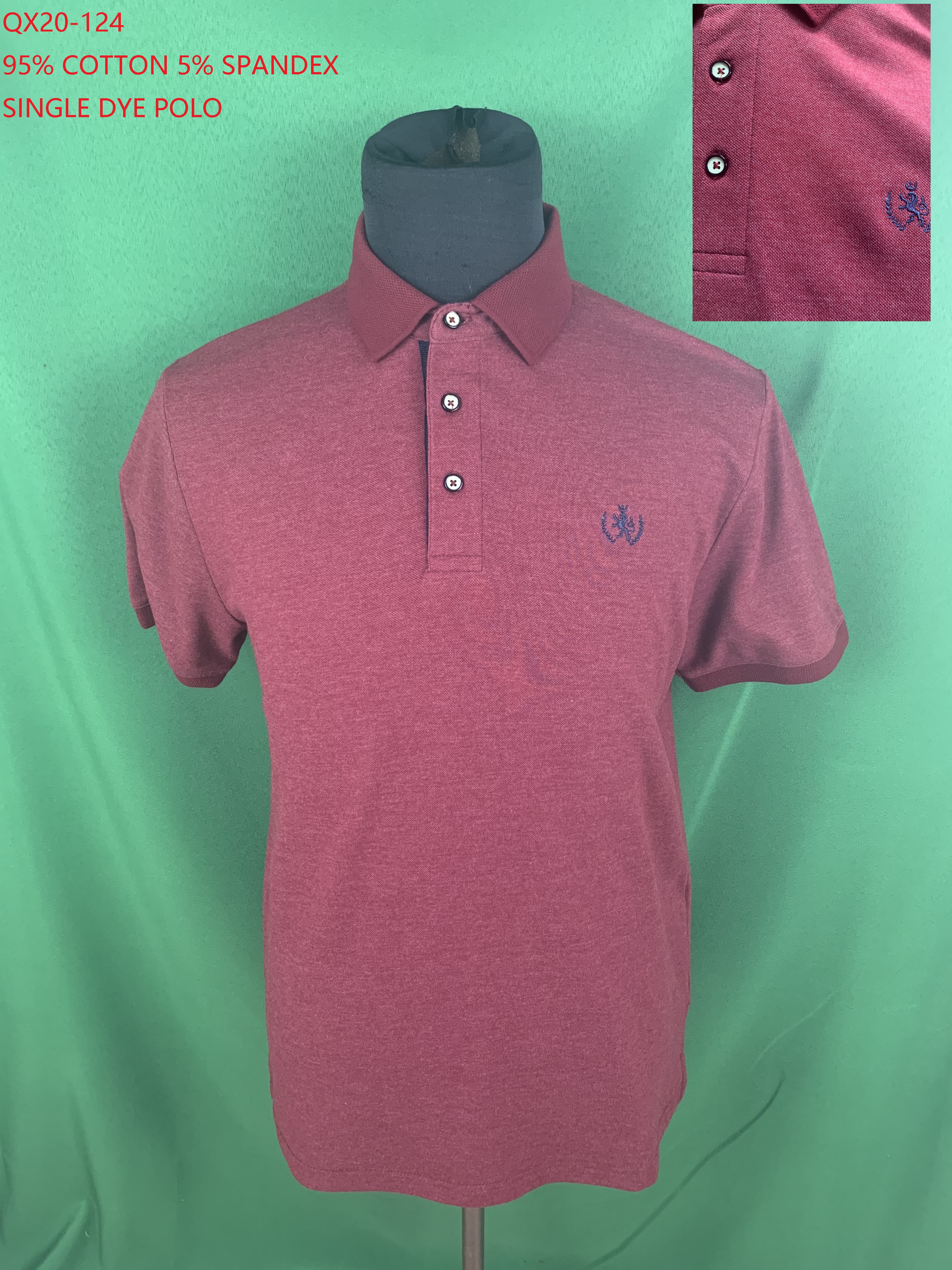 Qx20-124 Cotton Spandex Single Dye Polo