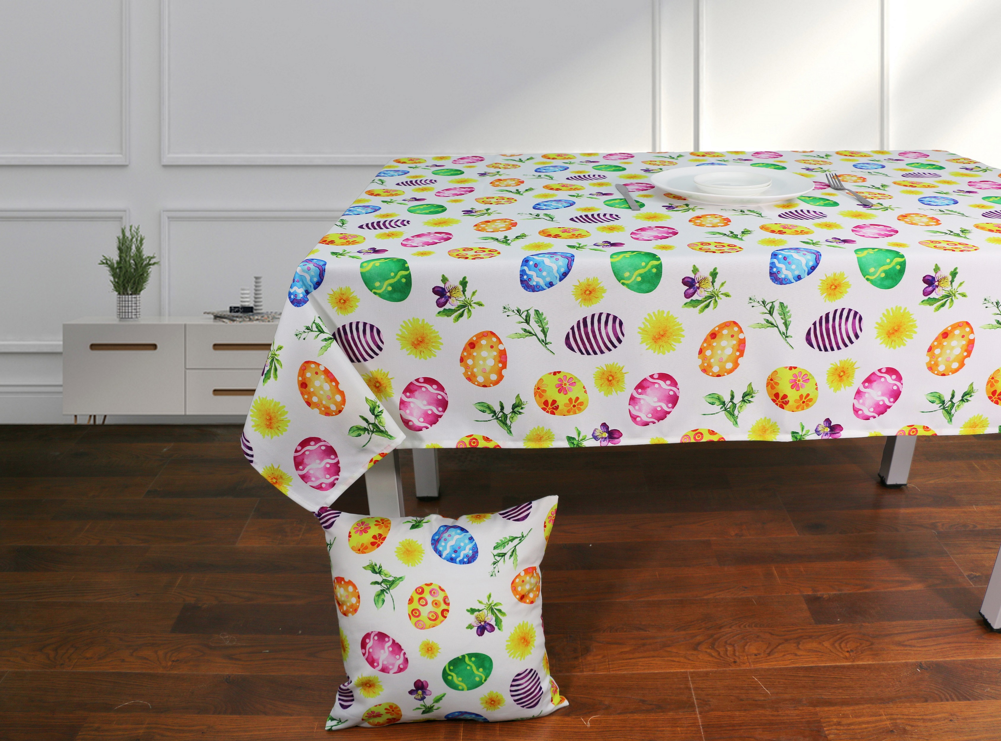 Easter egg flower print table cloth printed tablecloth with waterproof