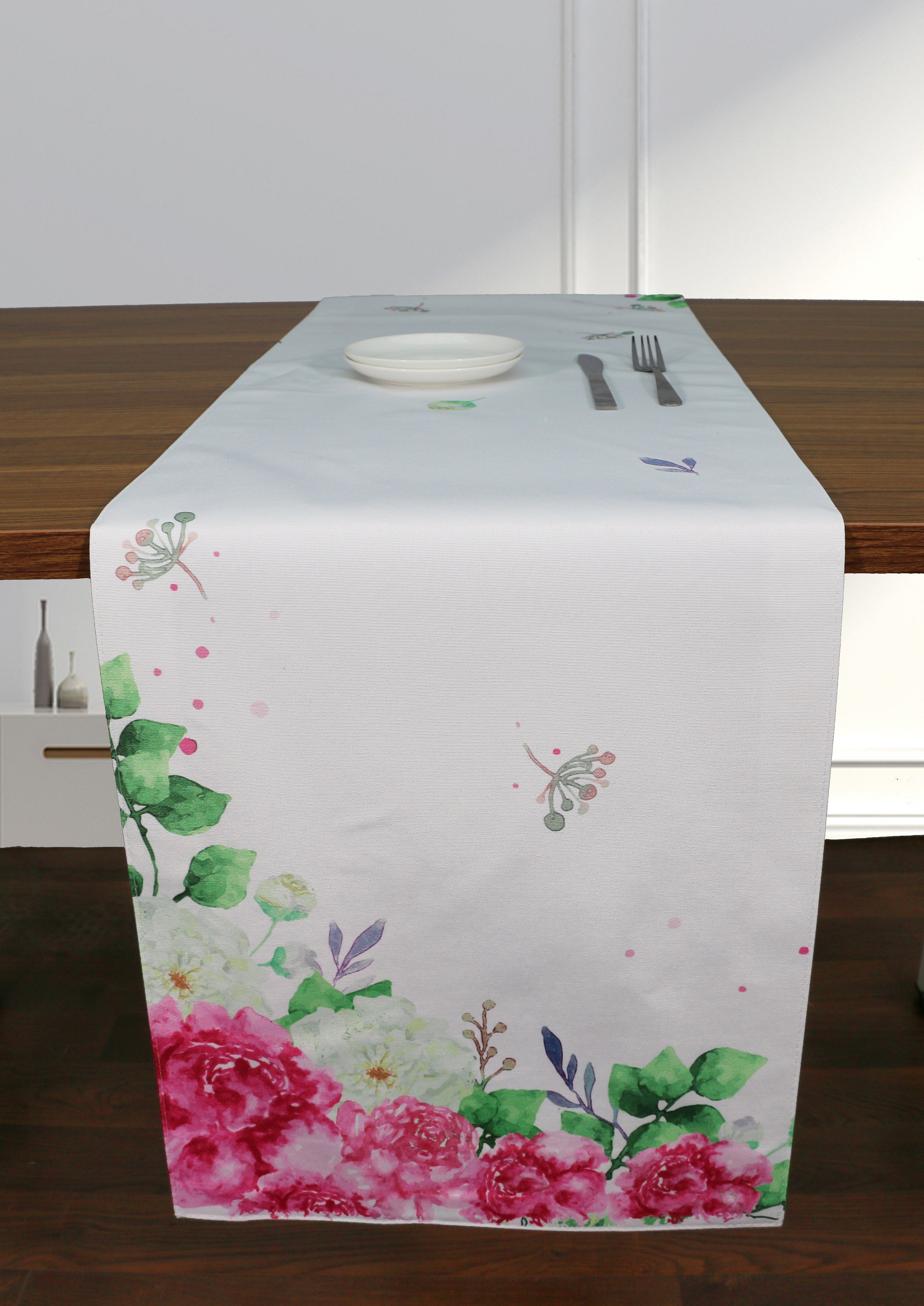 Flower printed table runner print table runner for spring with waterproof