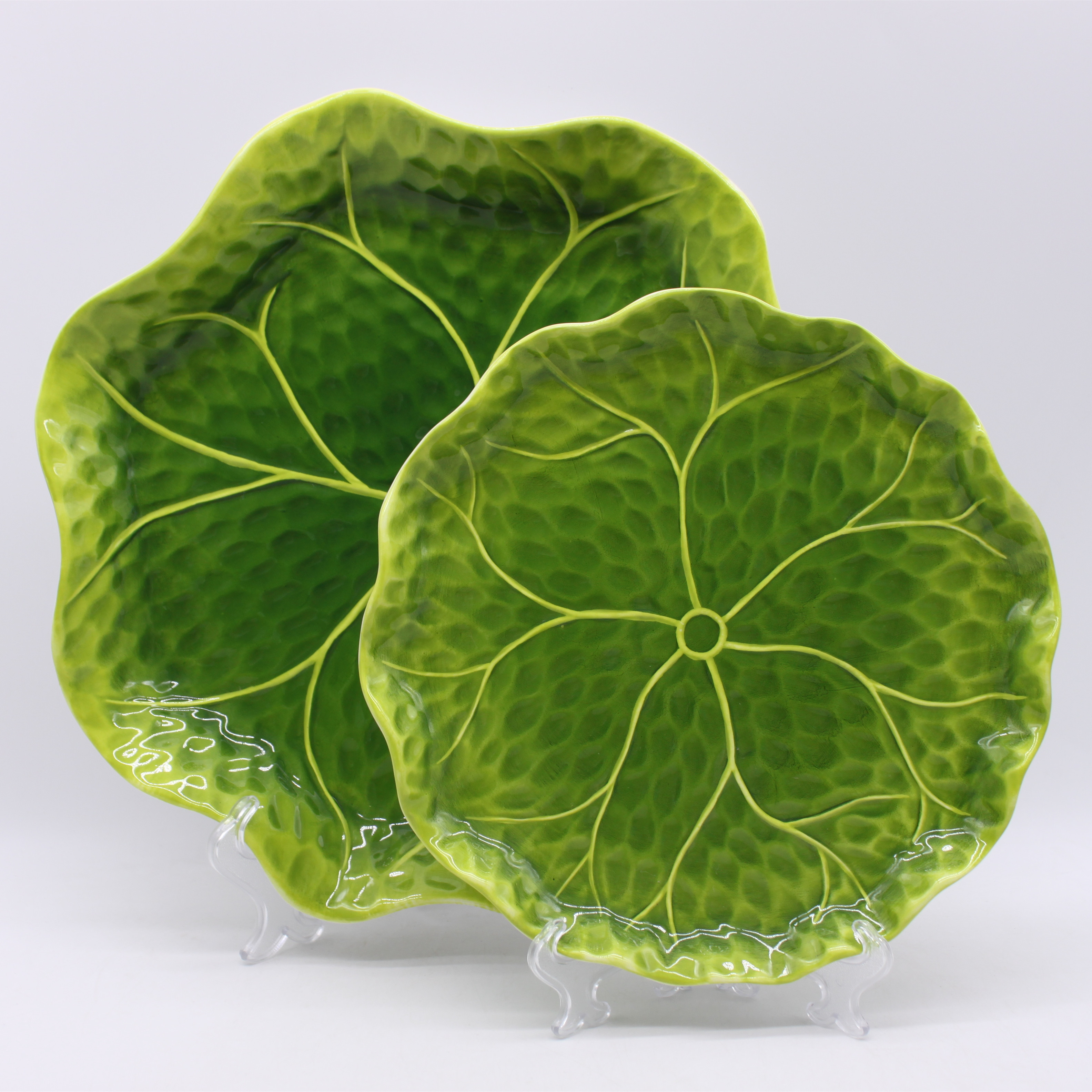 Ceramic Lotus Leaf Plate, Hand-painted Ceramic Lotus Leaf Plate