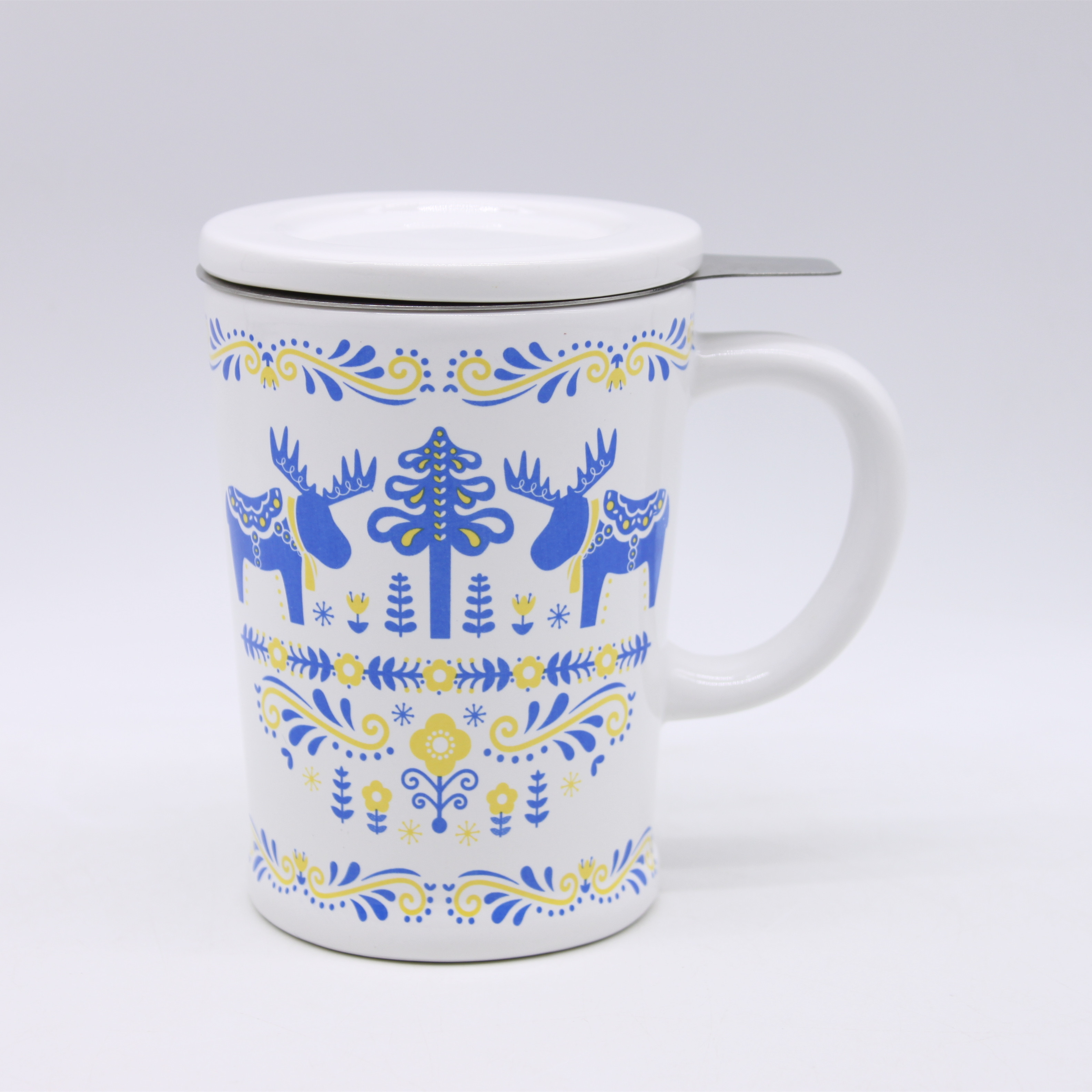 Full Decal Ceramic Collectible Tea Mug, Chirstmas Collectible Tea Mug with Infuser