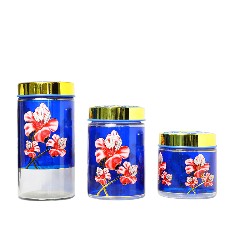 Colored Glass Canister with Decal