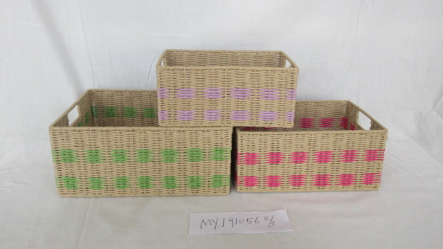 Set of 3 Natural Paper Rope Woven Storage Basket