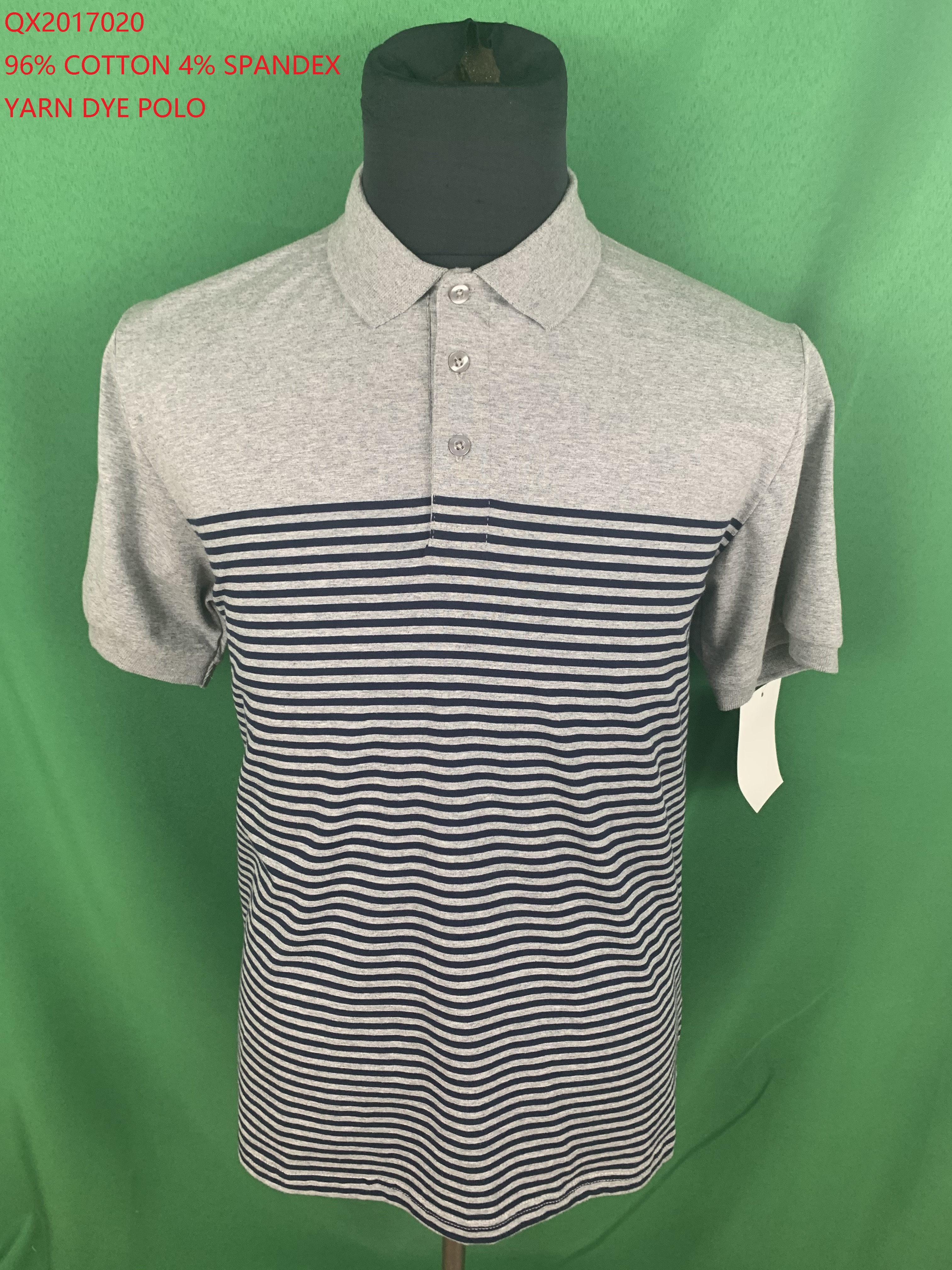 Qx2017020 Cotton Spandex Yarn Dye Polo