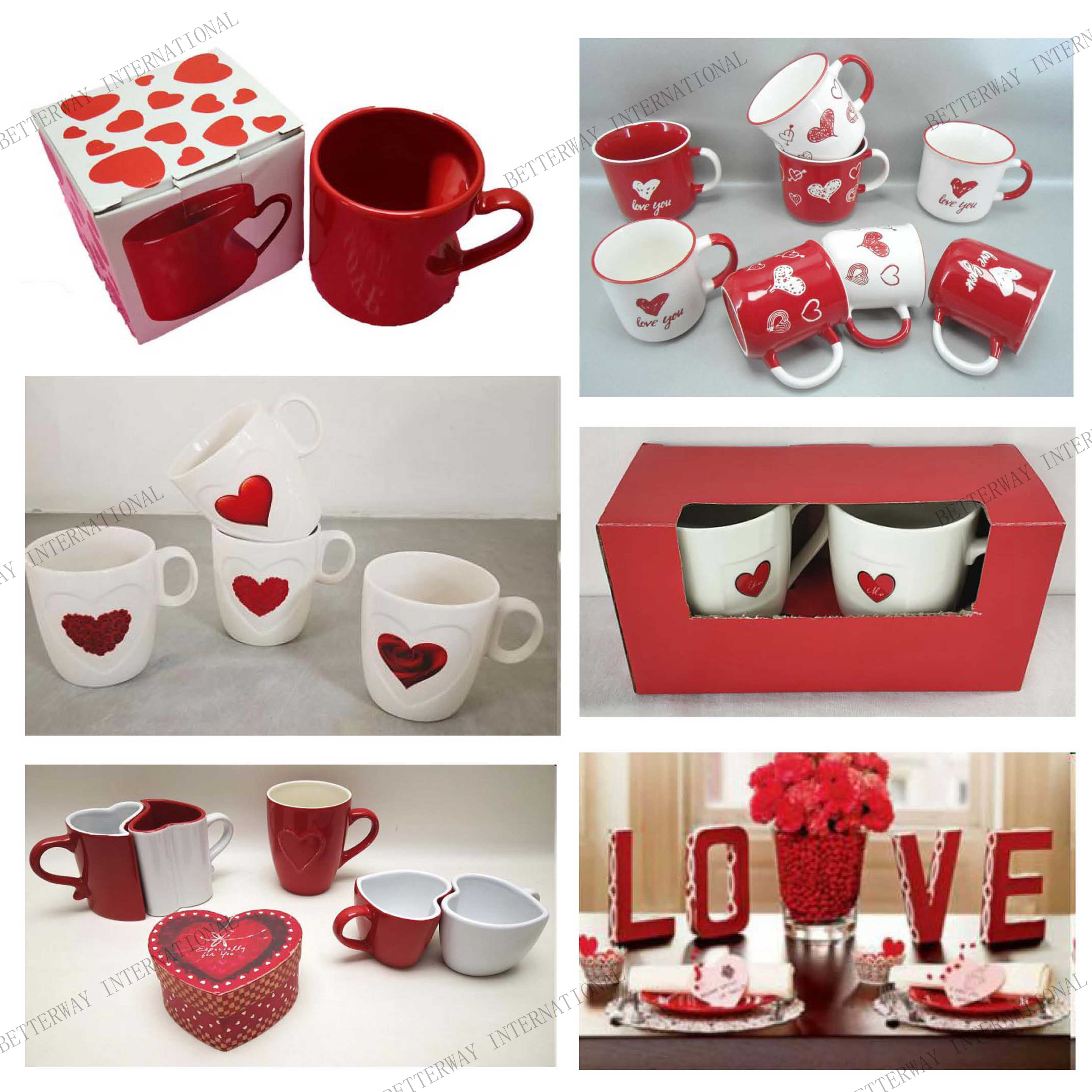 No. 031 Stoneware mug with Valentine design in different packing