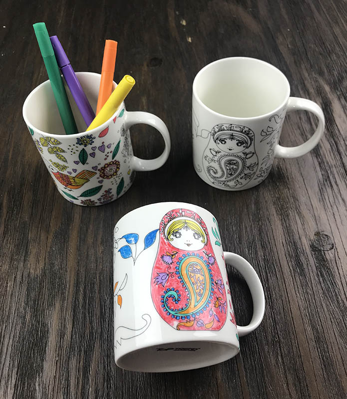 Ceramic mug with marker