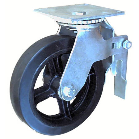 Heavy duty scaffold casters with black rubber on cast iron wheel