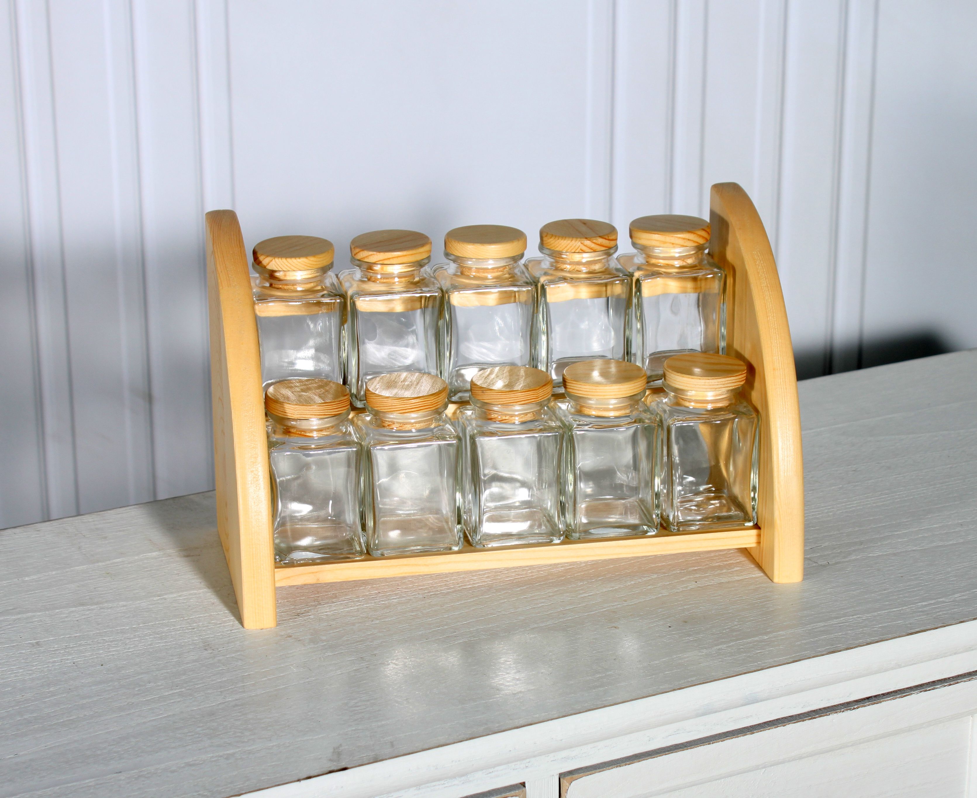 Glasss Salt&pepper bottle with Wooden frame