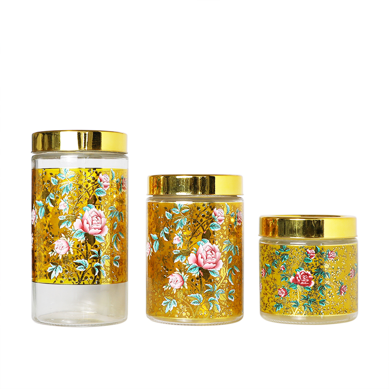 Colored Glass Canister with Decal
