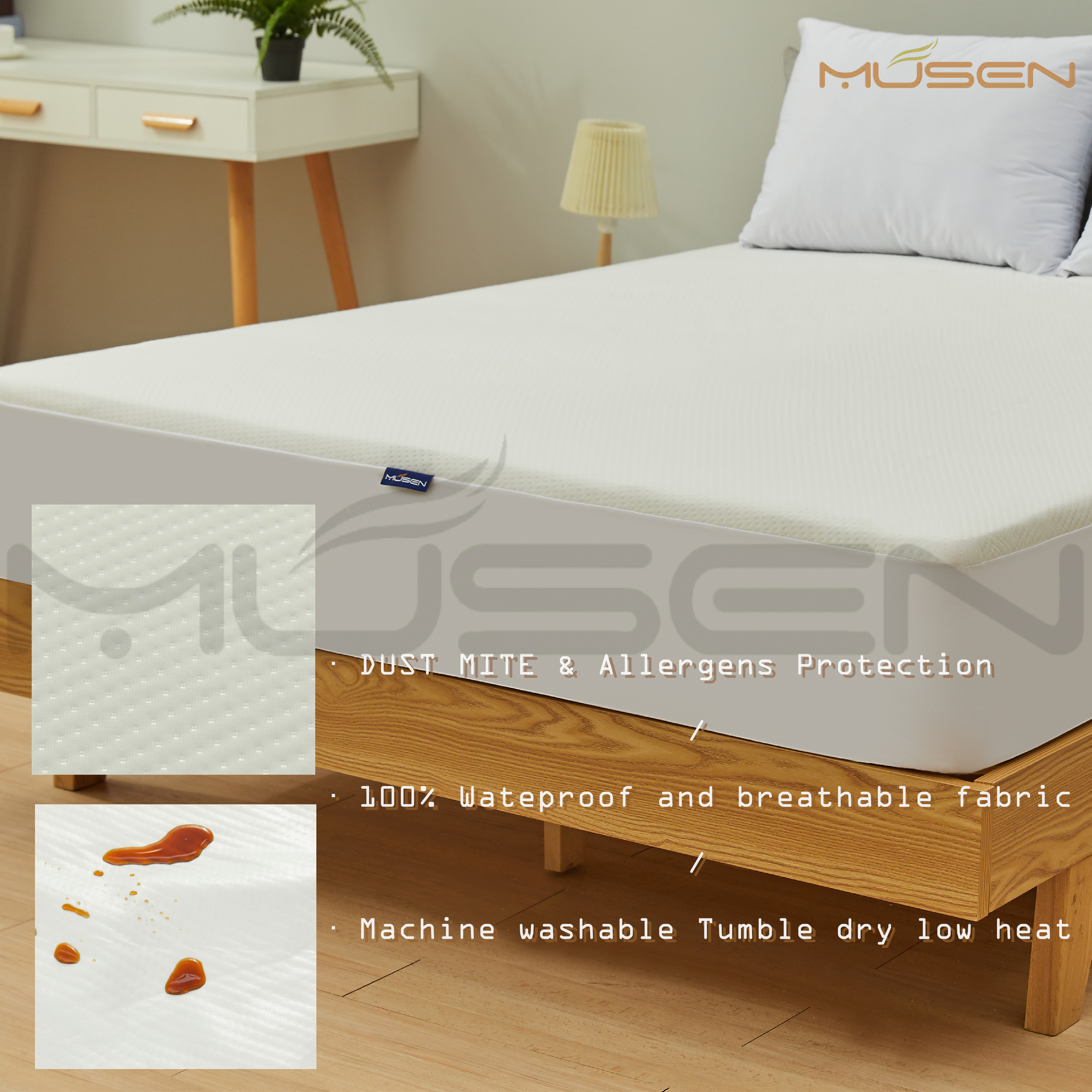100% Waterproof Mattress Pad Cover - Breathable Smooth Soft Premium Suface Matress Protector
