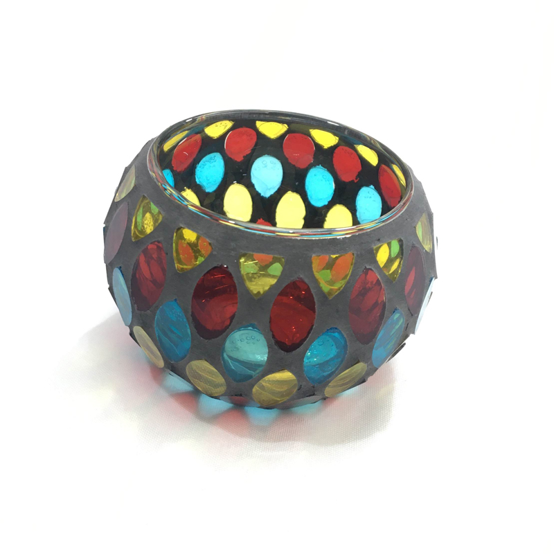 Glass mosaic candle holder