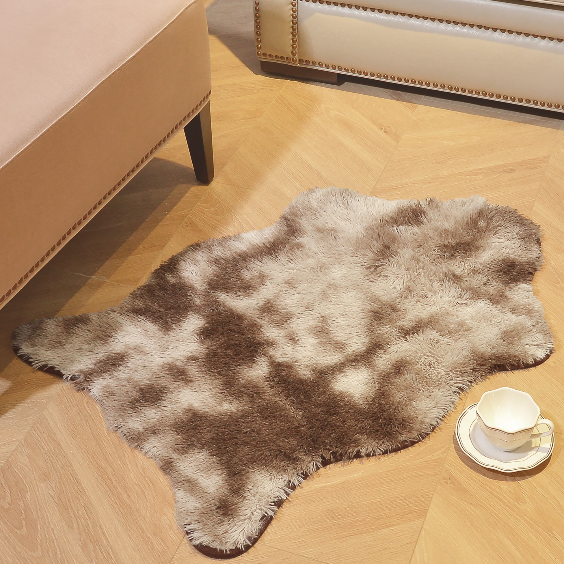 Decosy Tie Dyed Poly Long Pile Shaggy Fluffy Floor Mat
