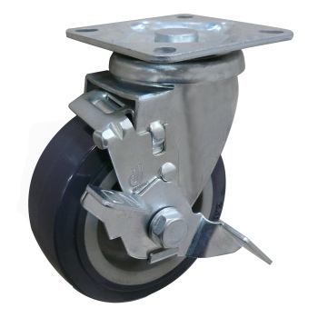 Heavy duty factory price anti-wear 10" PU workbench/trolley cart swivel caster wheel with total lock brake
