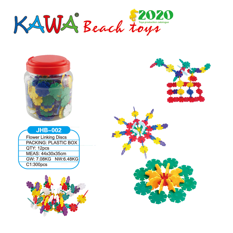Plastic building blocks in buckets