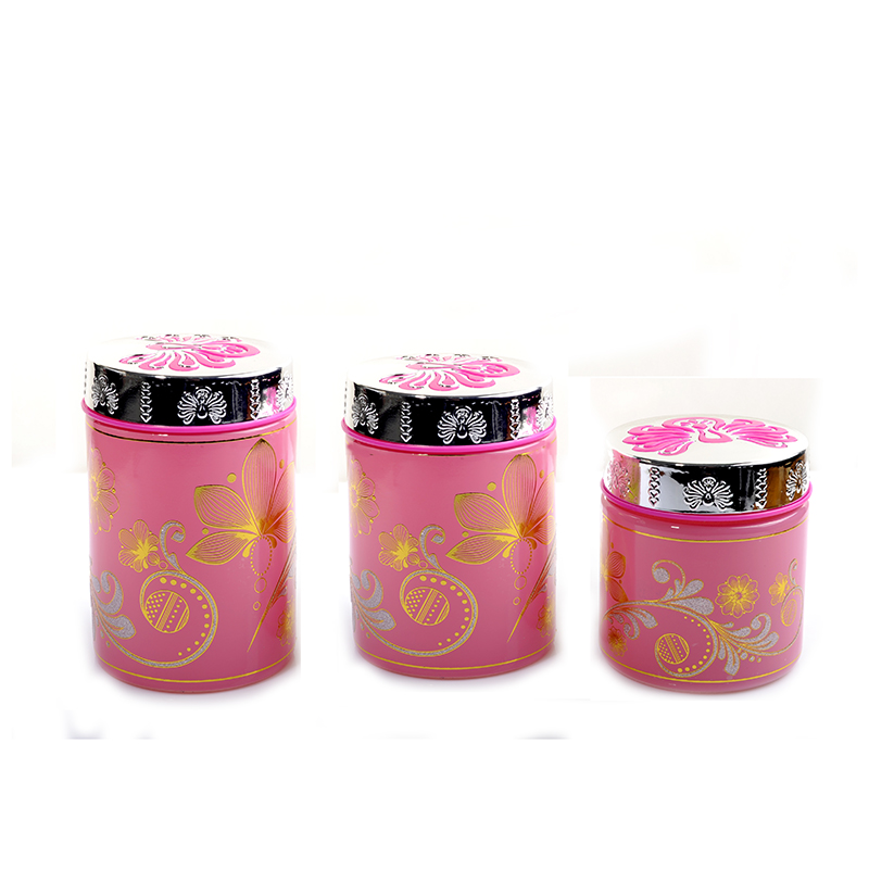 Colored Glass Canister with Decal