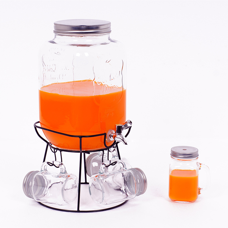 Glass dispenser and mason jar set