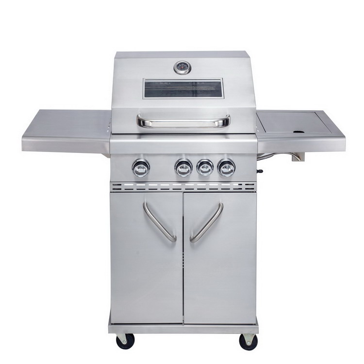 2020 Komenjoy Home &Garden Backyard Patio Stainless Steel 3 Burner And Side Burner PropaneGas BBQ Grill Barbecue