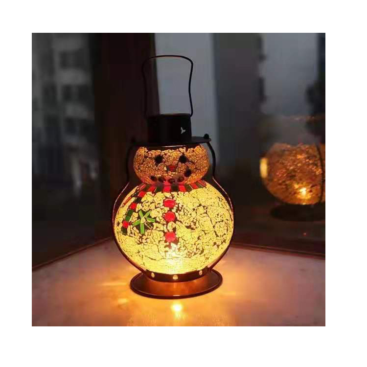 Snowman Christmas mosaic glass table lamp