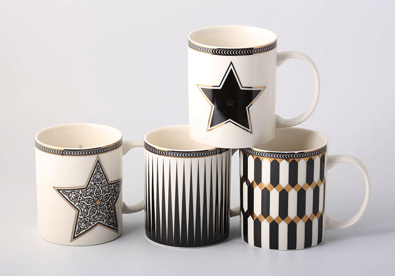 ZH-1925 black star gold designs colllection 350cc mug