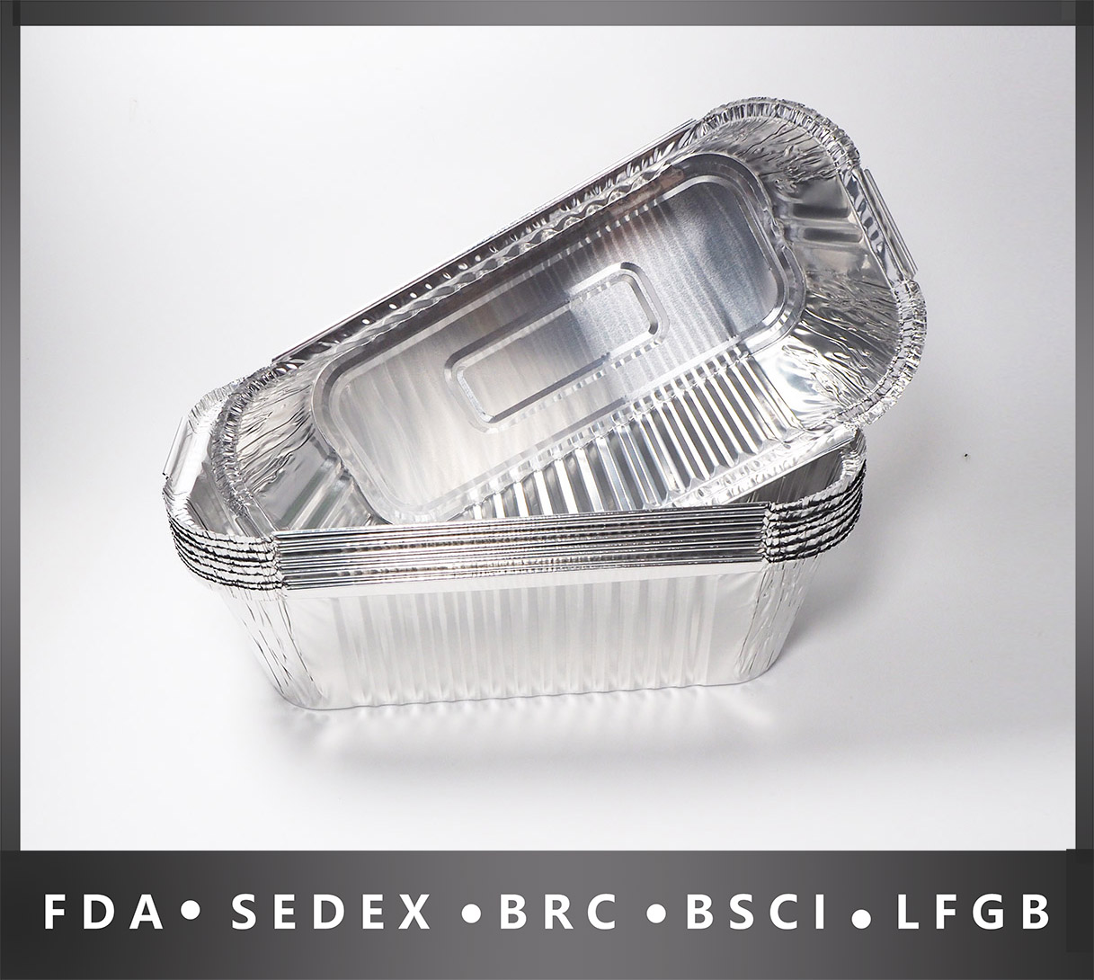 Aluminum foil container manufacturers embossed sliver for take away Oblong Foil Container Board Lid