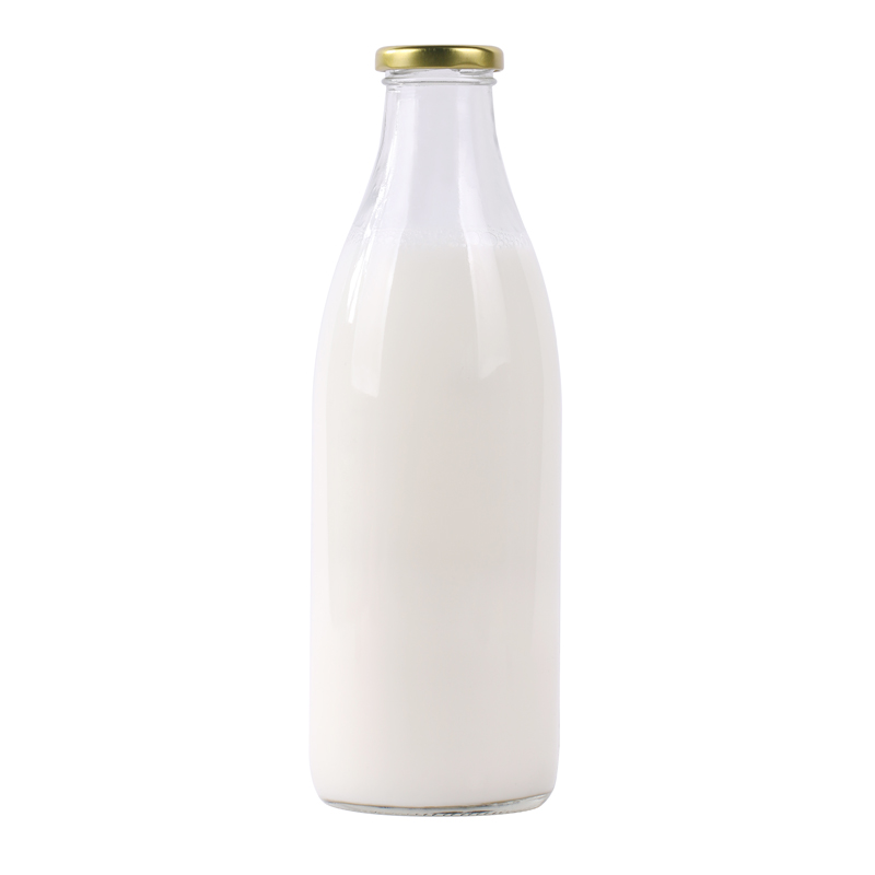 1L glass milk bottle screw top with tin lid