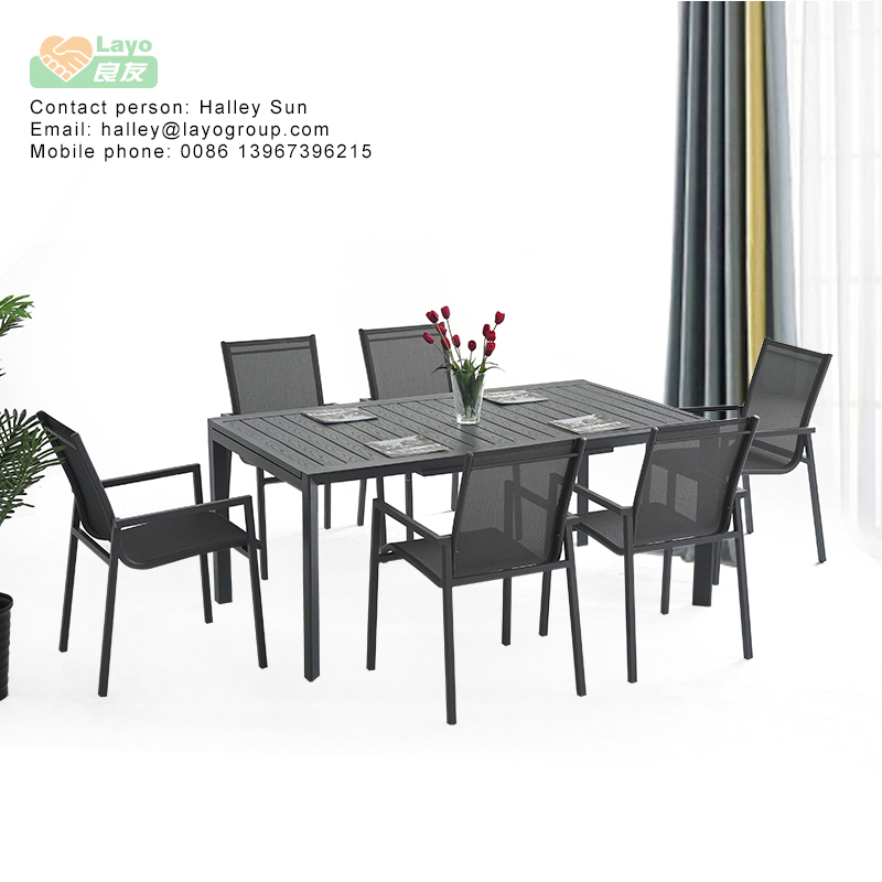 Alum extension dining table set