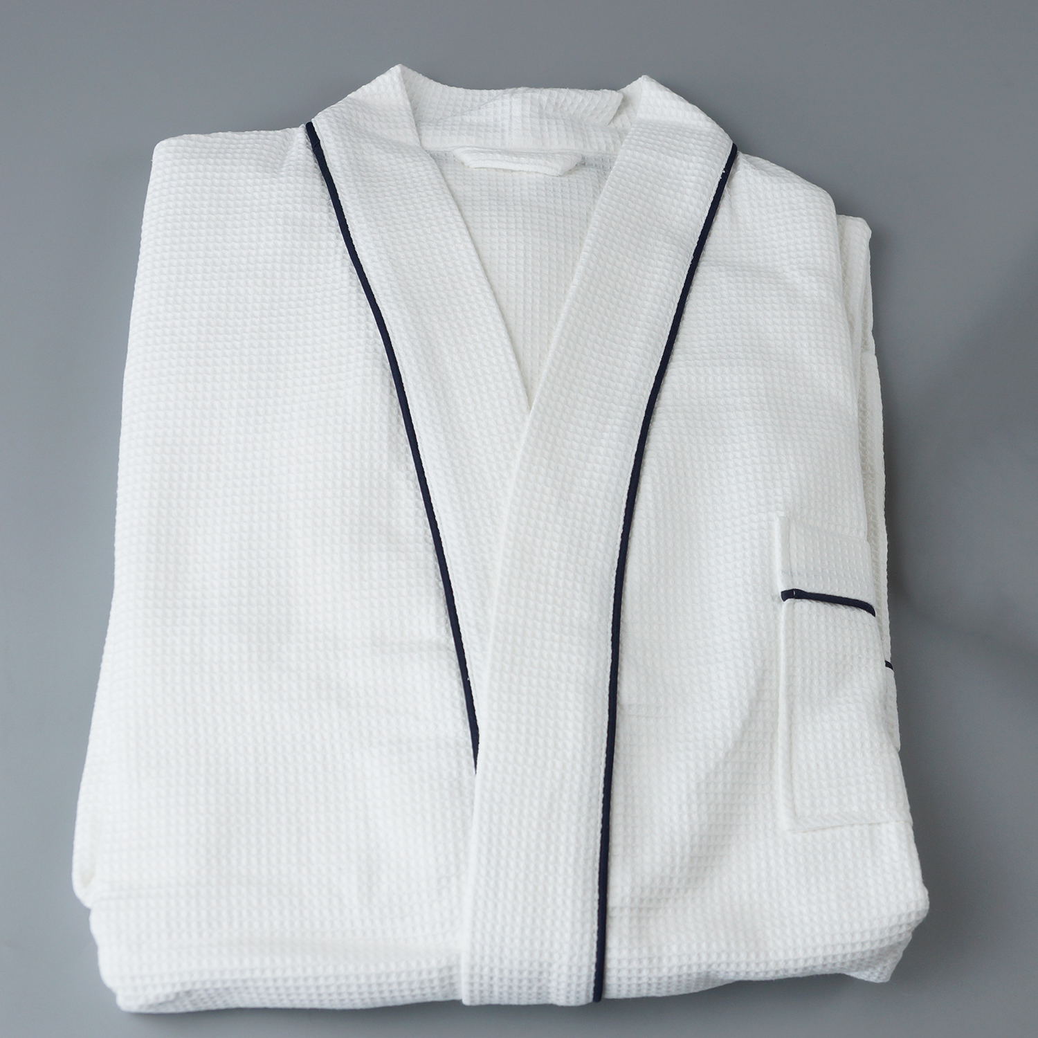 Long Length Komono Collar SPA White Waffle Bath Robes for Unisex