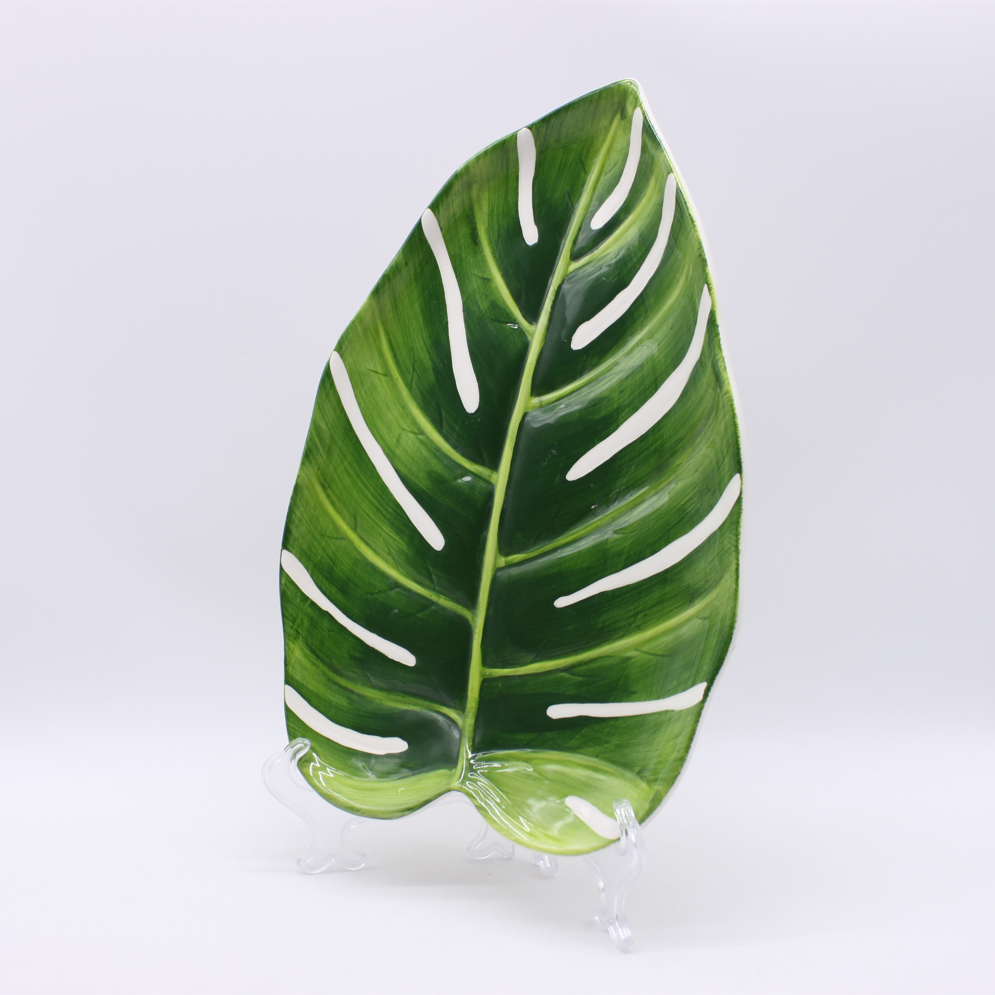 Ceramic Leaf Plate, Hand-painted Ceramic Leaf Plate